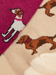 Joules Rilla Berry & Ecru Pack Of Two Trainer Socks - Image 2 of 3