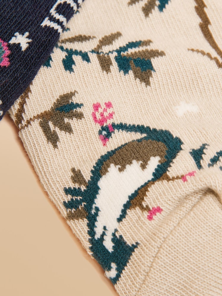 Joules Rilla Navy & Oatmeal Pack Of Two Trainer Socks - Image 3 of 3