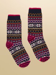Joules Lucille Navy Fairisle Socks - Image 1 of 3