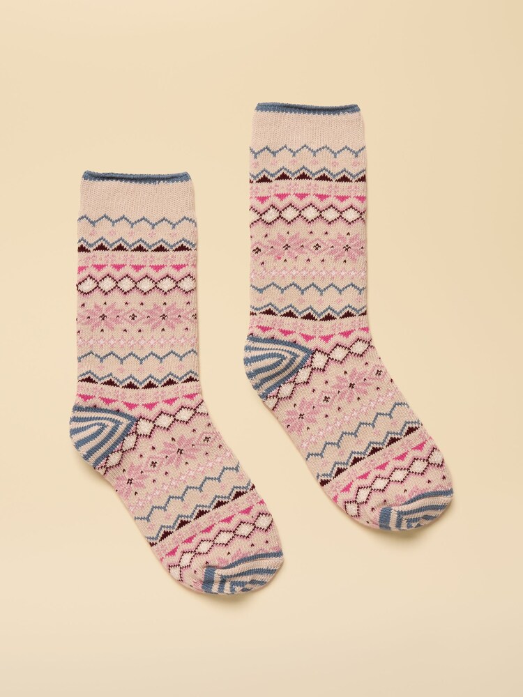 Joules Lucille Neutral Fairisle Socks - Image 1 of 3