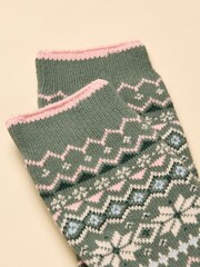 Joules Lucille Green/Pink Fairisle Socks - Image 2 of 3