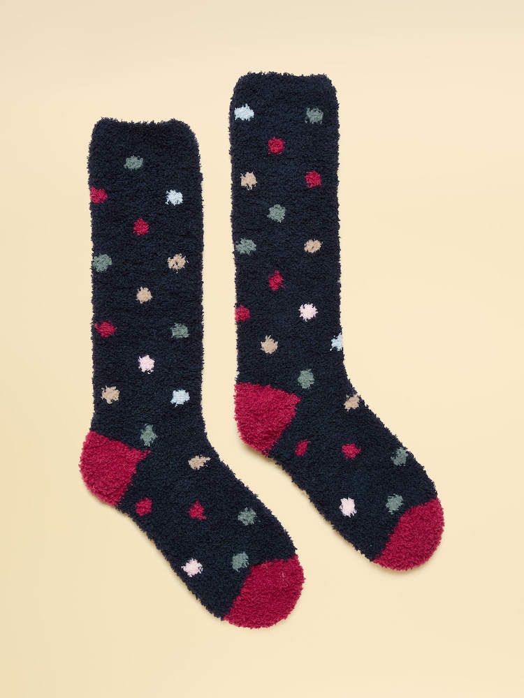 Joules Fluffy Navy Fluffy Socks - Image 1 of 3 Joules Fluffy Navy Fluffy Socks - Image 1 of 3