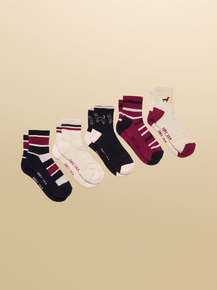 Joules Volley Multi 5 Pack Ankle Socks - Image 1 of 3 Joules Volley Multi 5 Pack Ankle Socks - Image 1 of 3