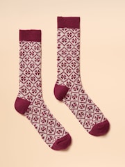 Joules Cosy Berry Red Socks - Image 1 of 3