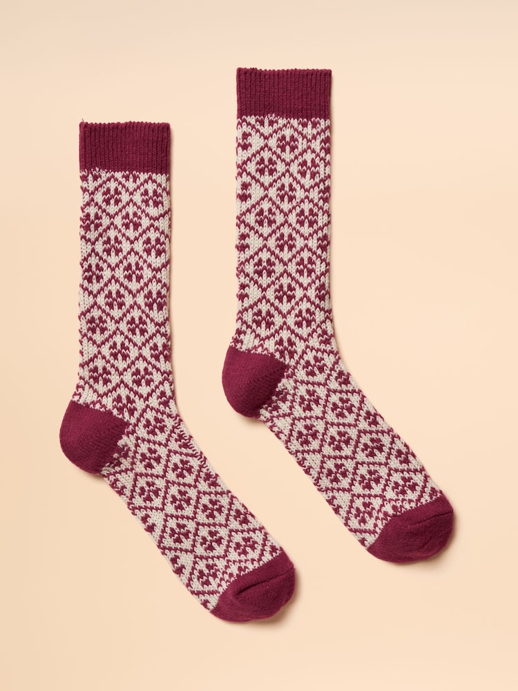 Joules Cosy Berry Red Socks - Image 1 of 3