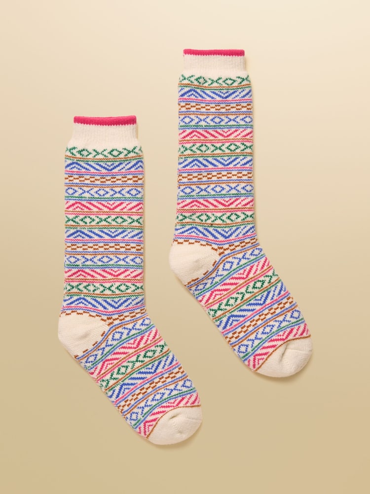 Joules Chalet Pink Cosy Lined Socks - Image 1 of 3