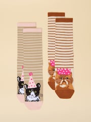 Orange/Weiß - Joules Everyday 2 Pack Socks - Bild 1 von 3