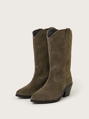 Monsoon Green Lana Suede Cowboy Boots - Image 2 of 4