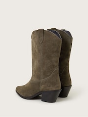 Monsoon Green Lana Suede Cowboy Boots - Image 3 of 4