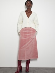 Monsoon Pink Malika Cord Midi Skirt - Image 1 of 5