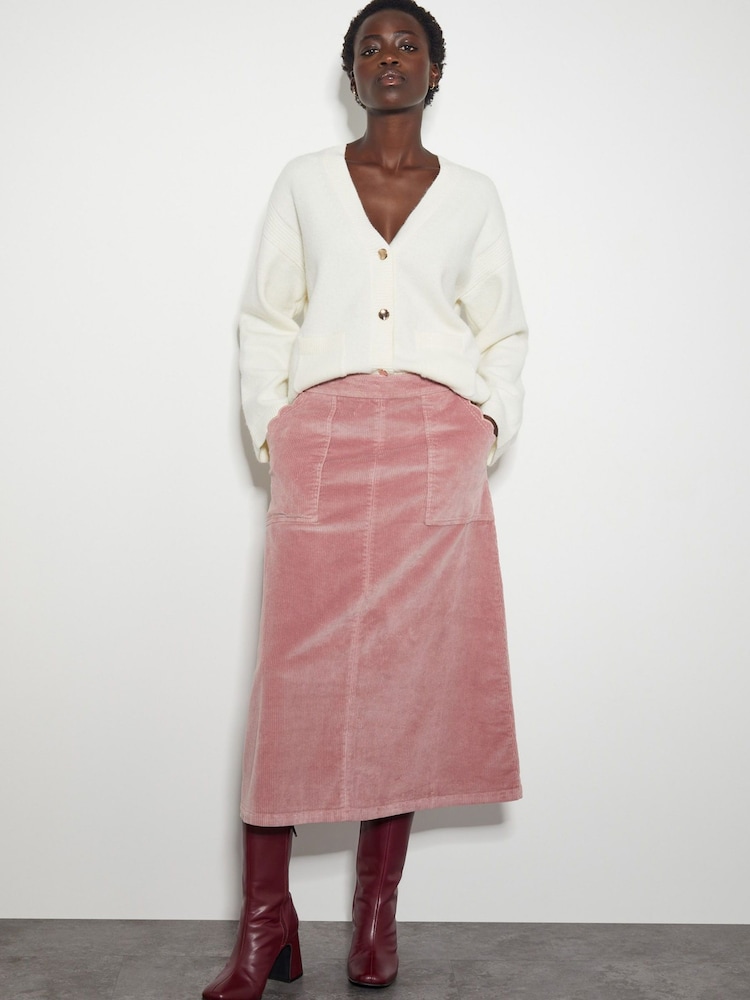 Monsoon Pink Malika Cord Midi Skirt - Image 1 of 5