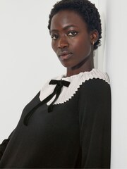 Monsoon Black Cree Pleated Collar Bow Dress - Image 4 of 6