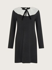 Monsoon Black Cree Pleated Collar Bow Dress - Image 6 of 6
