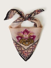 Monsoon Natural Sara Medallion Print Silk Scarf - Image 1 of 2