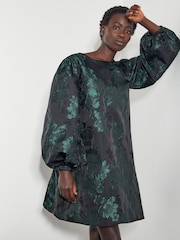 Monsoon Green Julie Jacquard Mini Dress - Image 1 of 5