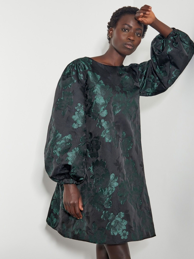 Monsoon Green Julie Jacquard Mini Dress - Image 1 of 5