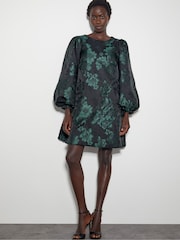 Monsoon Green Julie Jacquard Mini Dress - Image 2 of 5