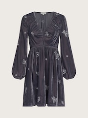 Monsoon Grey Yvanna Embellished Velvet Mini Dress - Image 6 of 6