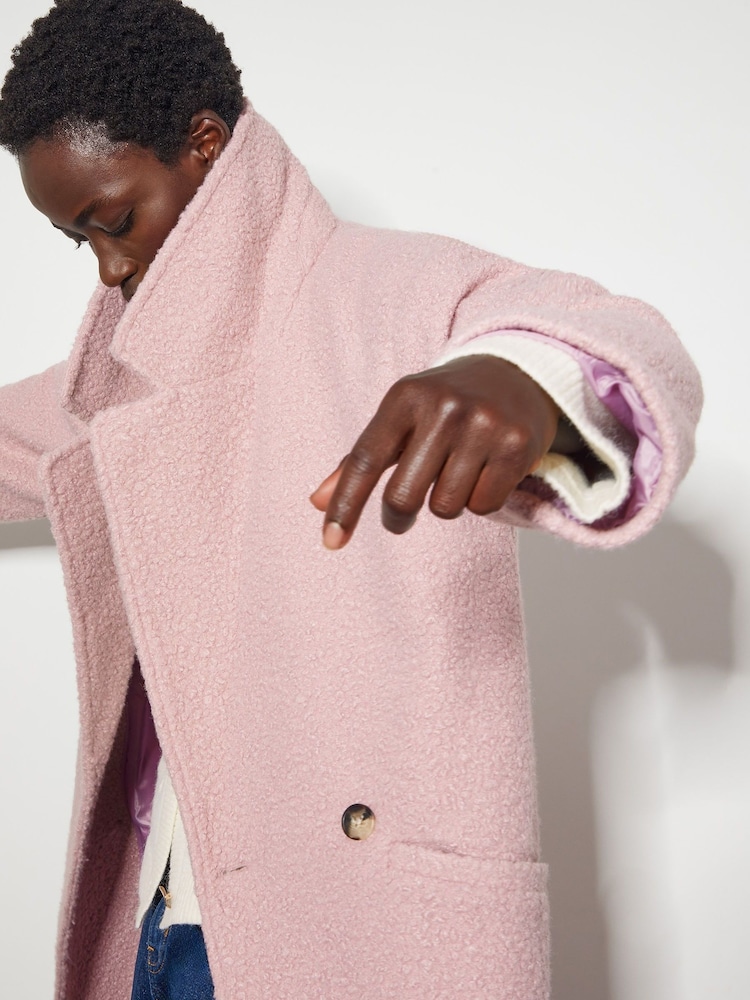 Monsoon Pink Ophelia Double Breasted Boucle Coat - Image 4 of 5