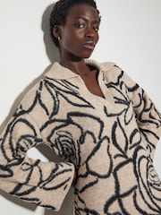 Monsoon Natural Ria Rose Knit Jumper Dress - Image 2 of 6