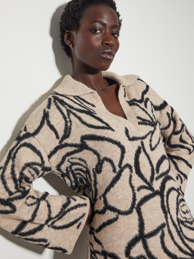 Monsoon Natural Ria Rose Knit Jumper Dress - Image 2 of 6