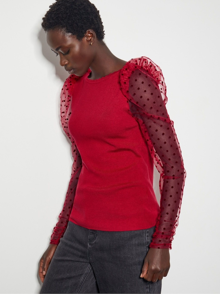Monsoon Red Mimi Polka Dot Sleeve Blouses - Image 1 of 4