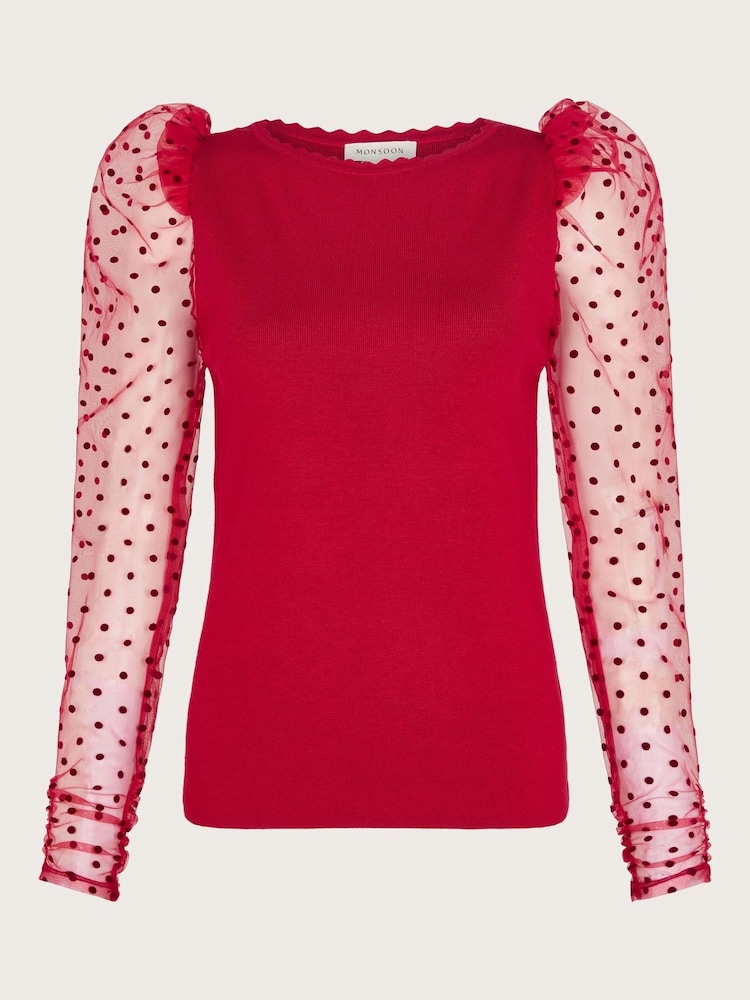 Monsoon Red Mimi Polka Dot Sleeve Blouses - Image 4 of 4