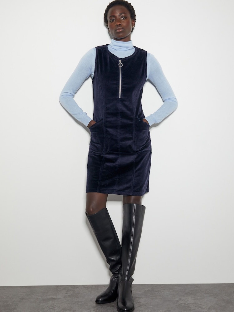 Monsoon Blue Soha Corduroy Pinafore Dress - Image 1 of 6