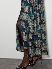 Monsoon Blue Tora Foil Floral Maxi Dress - Image 2 of 5