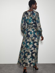 Monsoon Blue Tora Foil Floral Maxi Dress - Image 3 of 5