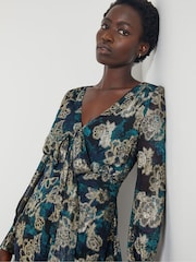 Monsoon Blue Tora Foil Floral Maxi Dress - Image 4 of 5