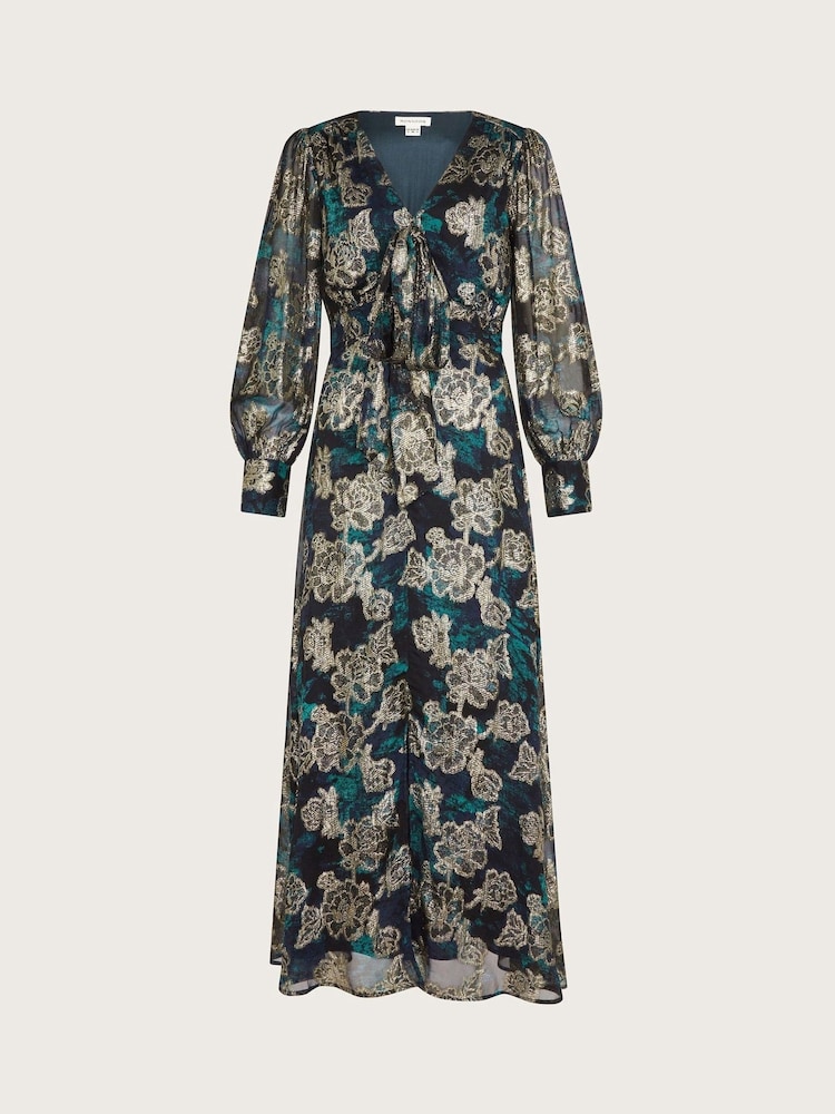 Monsoon Blue Tora Foil Floral Maxi Dress - Image 5 of 5