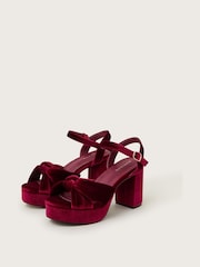 Monsoon Red Nola Velvet Platform Heels - Image 1 of 3