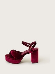 Monsoon Red Nola Velvet Platform Heels - Image 2 of 3