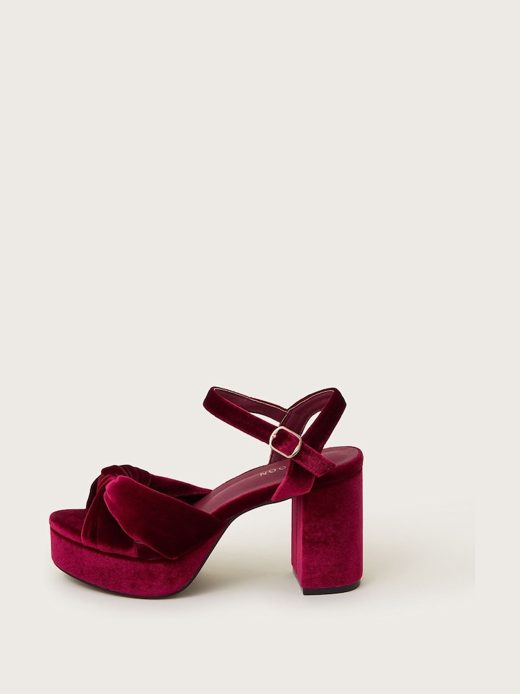 Monsoon Red Nola Velvet Platform Heels - Image 2 of 3 Monsoon Red Nola Velvet Platform Heels - Image 2 of 3
