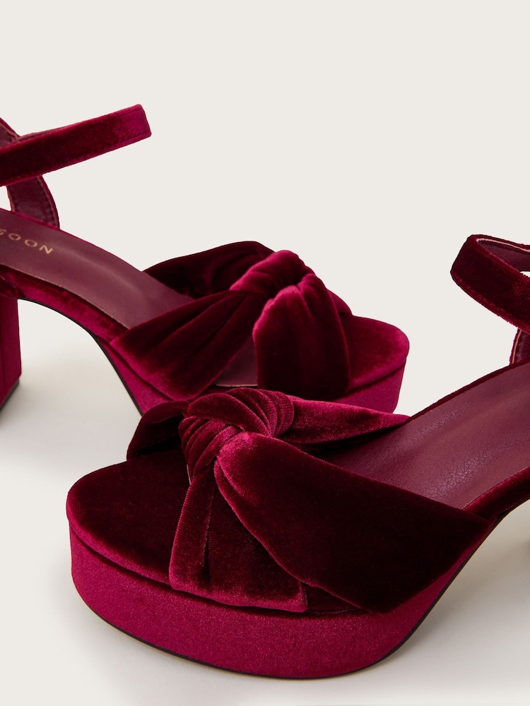 Monsoon Red Nola Velvet Platform Heels - Image 3 of 3 Monsoon Red Nola Velvet Platform Heels - Image 3 of 3