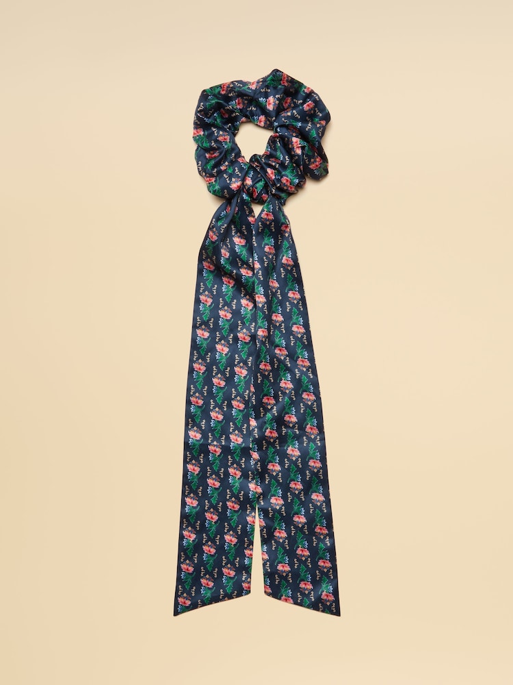 Joules Elissia Navy Scarf Scrunchie - Image 1 of 3 Joules Elissia Navy Scarf Scrunchie - Image 1 of 3
