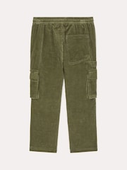 Monsoon Green 100% Cotton Corduroy Side Pocket Cargo Trousers - Image 2 of 3