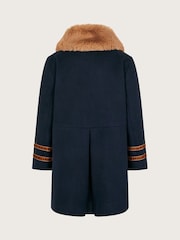 Monsoon Blue Military Faux Fur Trim Coat - Image 2 of 3
