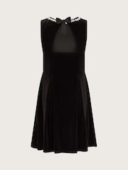 Monsoon Black Laureli Bow Velour Sleeveless Dress - Image 3 of 4
