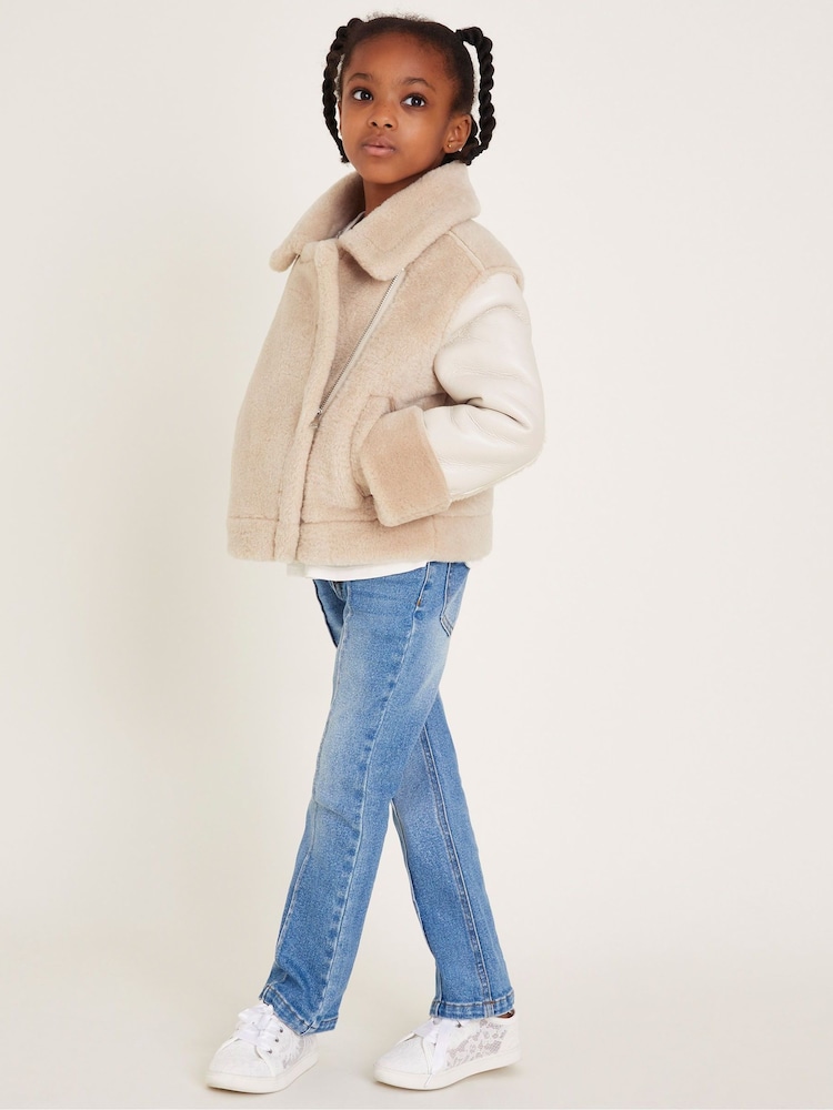 Monsoon Cream Aviator Jacket - Image 1 of 4
