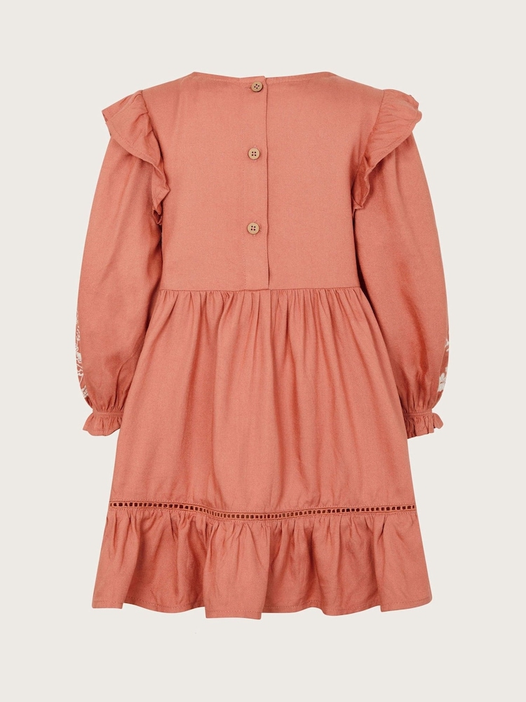Monsoon Long Sleeve Baby Embroidered Ruffle Dress - صورة 2 من 3