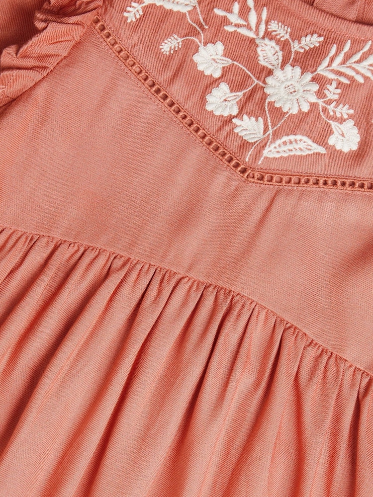 Monsoon Long Sleeve Baby Embroidered Ruffle Dress - صورة 3 من 3
