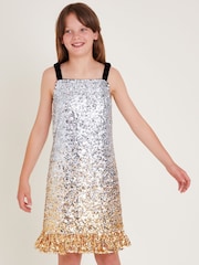 Monsoon Silver Savannah Sequin Ruffle Dress - Image 1 of 3