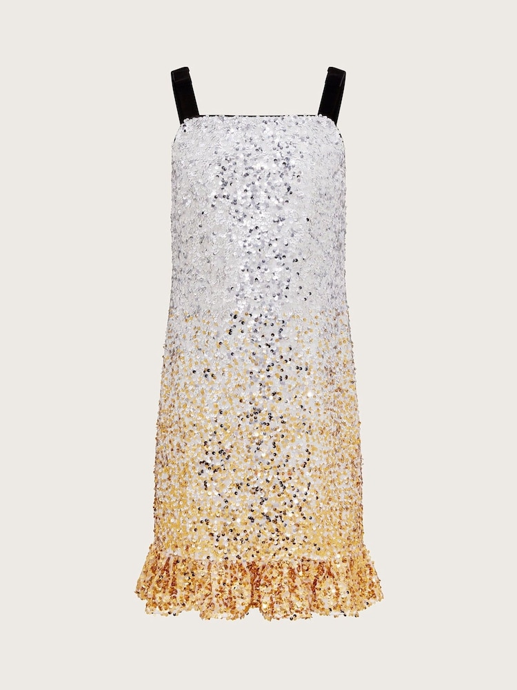 Monsoon Silver Savannah Sequin Ruffle Dress - Image 2 of 3