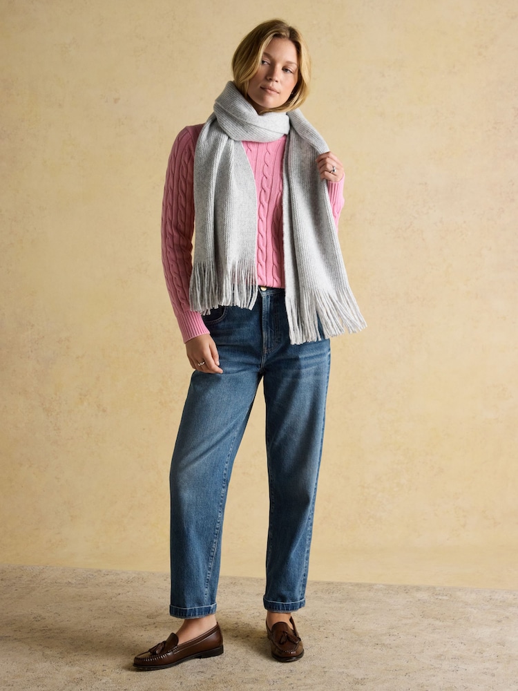 Joules Rosa Grey Knitted Scarf - Image 2 of 7 Joules Rosa Grey Knitted Scarf - Image 2 of 7
