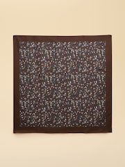Joules Elsie Chocolate Brown Small Square 100% Scarf - Image 5 of 7