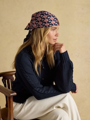 Joules Elsie Navy Small Square 100% Scarf - Image 2 of 4