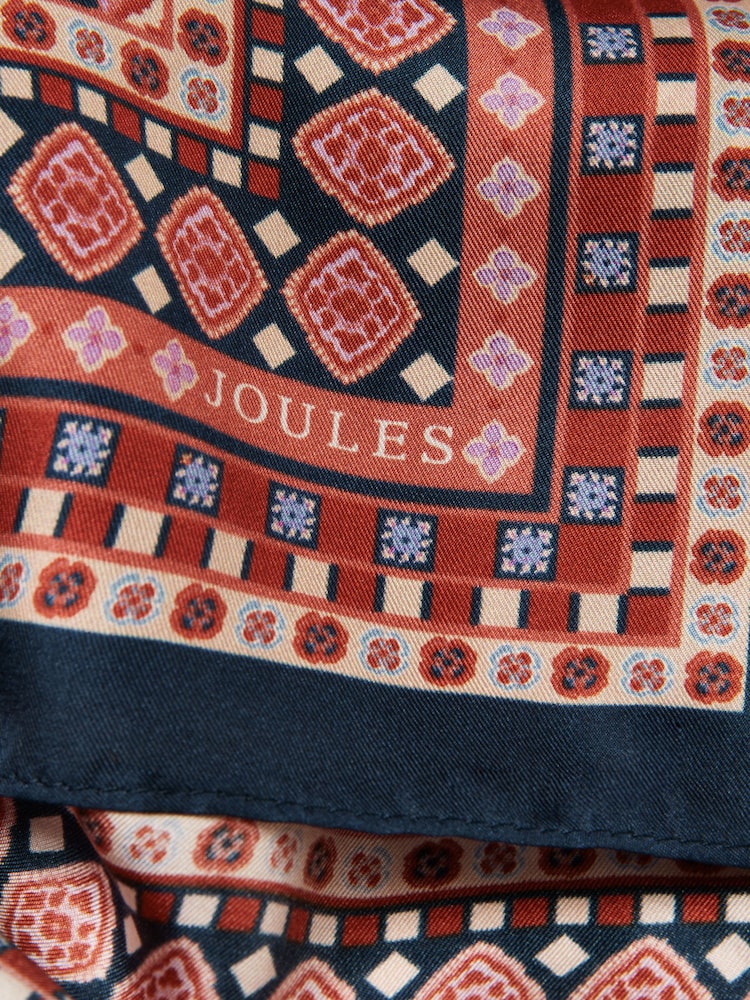 Joules Elsie Navy Small Square 100% Scarf - Image 7 of 7 Joules Elsie Navy Small Square 100% Scarf - Image 7 of 7
