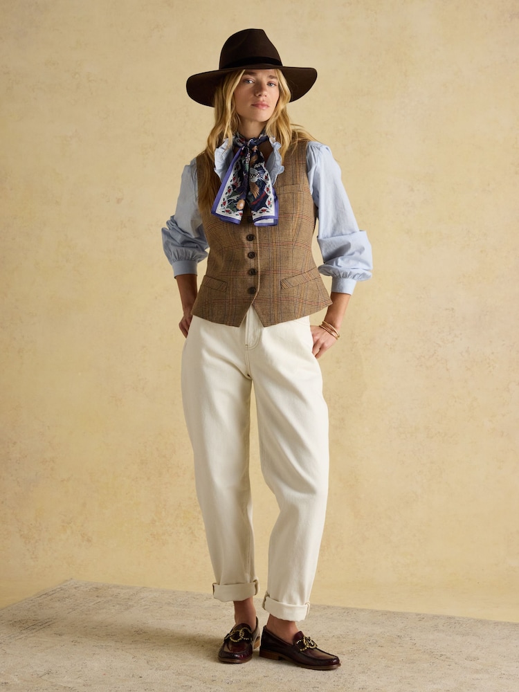 Joules Highgrove Navy Silk Printed Skinny Scarf - Image 2 of 5